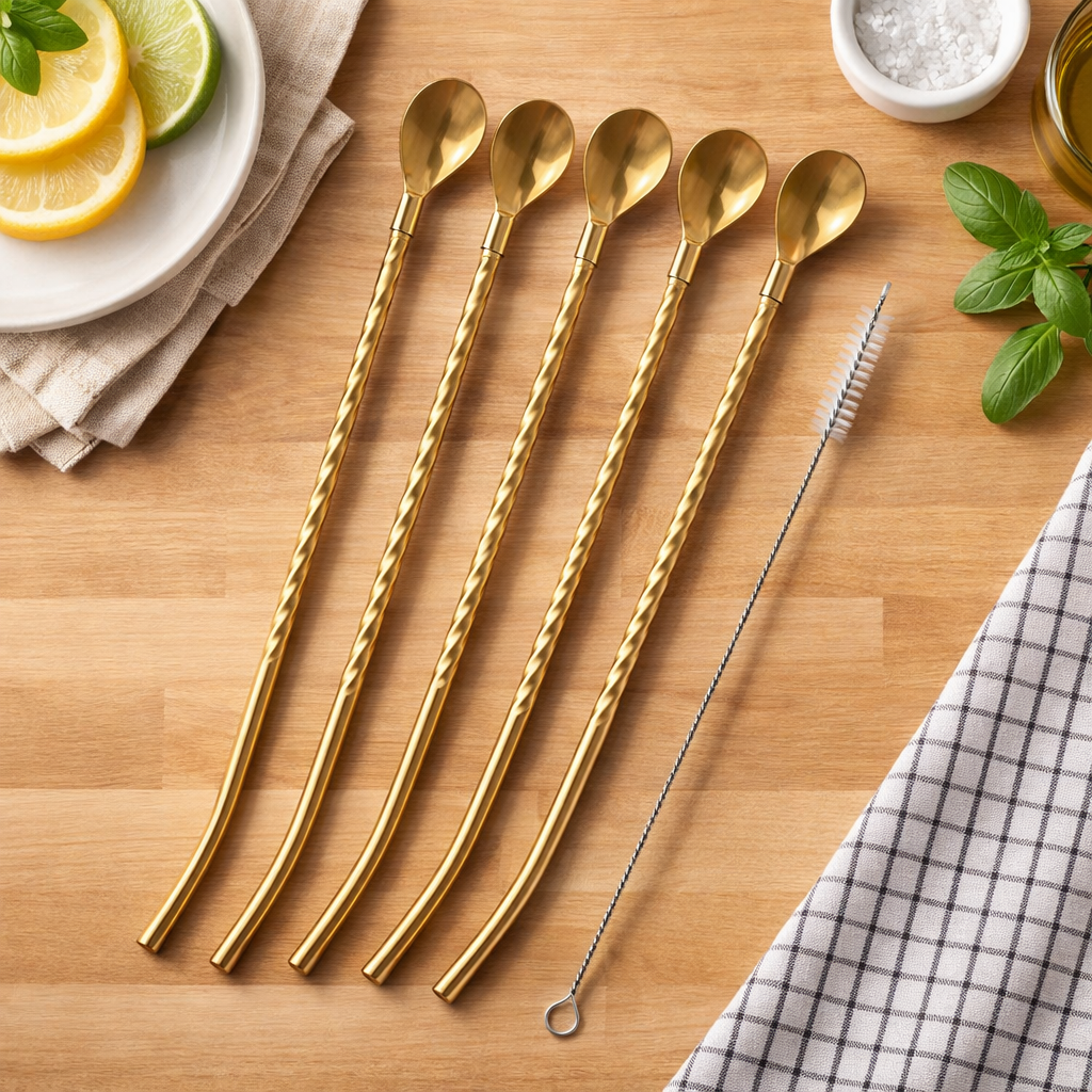 قاشق و نی شربت استیل