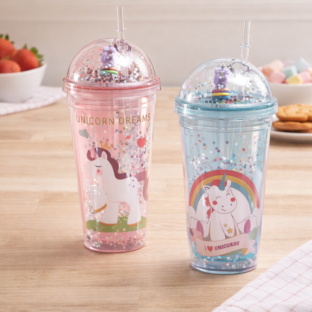 لیوان اسموتی نی دار طرح یونیکورن